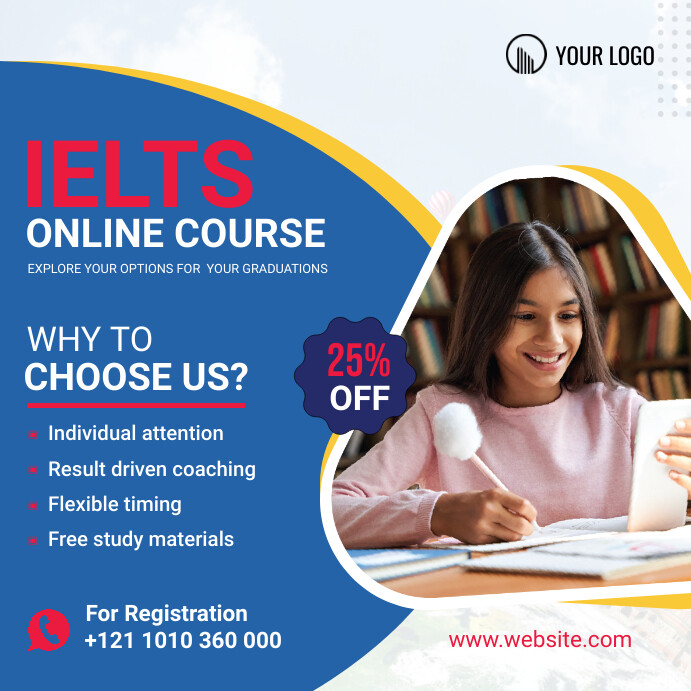 Study abroad IELTS Course Ad Template | PosterMyWall