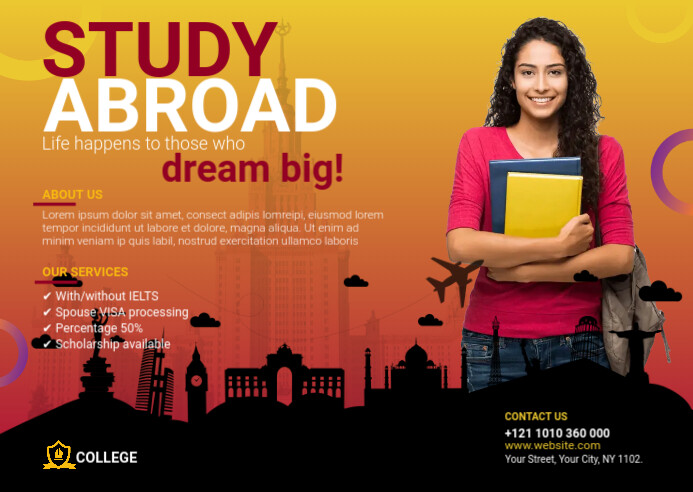 Study Abroad Postcard Template | PosterMyWall