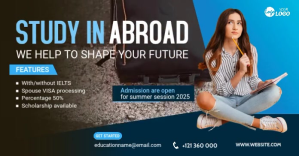 Study In Abroad Banner Post Template ภาพที่แชร์บน Facebook