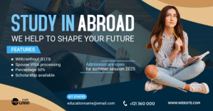 Синий Study Abroad Promotion Facebook Shared Image Template