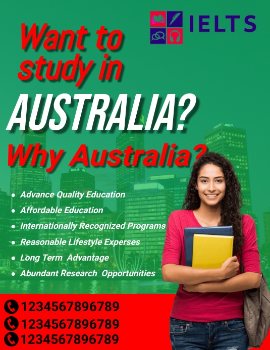 study in Australia,Study in Abroad Flyer,high Ulotka (US Letter) template