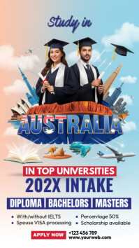 白色 Study Abroad in Australia Instagram-verhaal Template