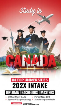 白色 Study in Canada Instagram-verhaal Template