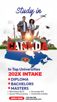 白色 Study in Canada Instagram-verhaal Template