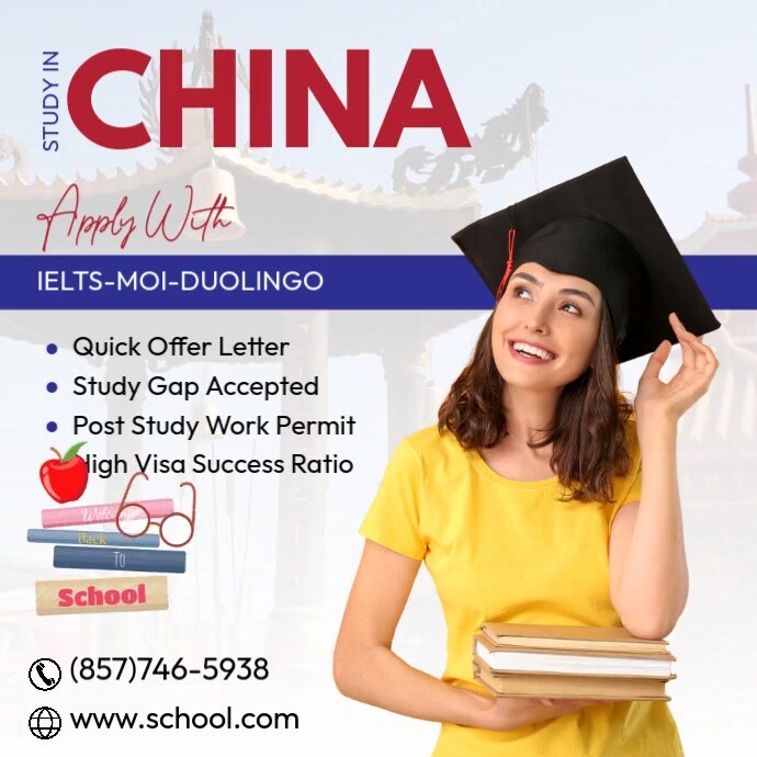 Study in China Publicação no Instagram template