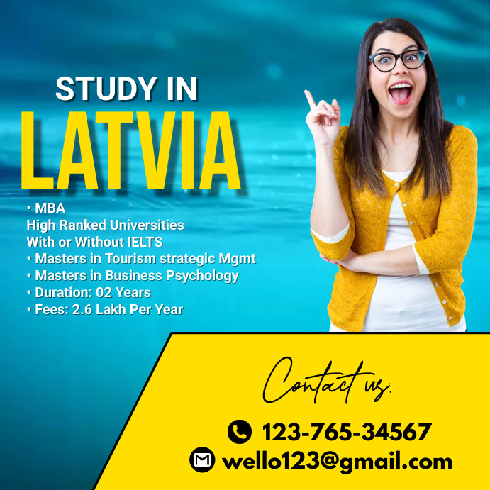 study in Latvia Instagram Post template