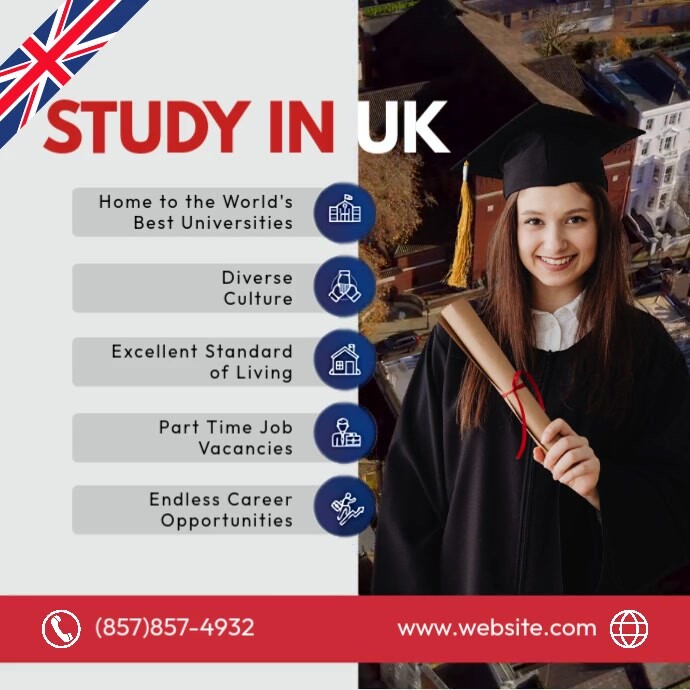 Study in United Kingdom Publicação no Instagram template