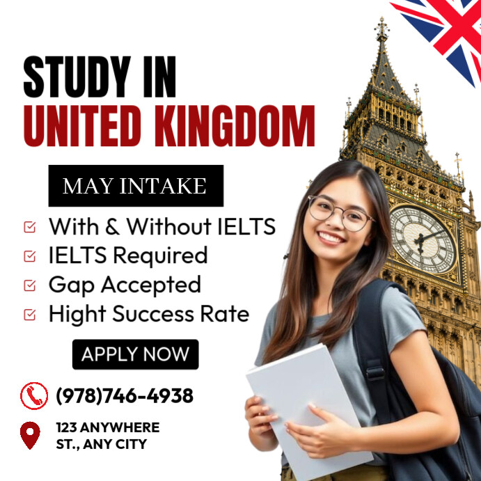Study in United Kingdom Instagram Post template