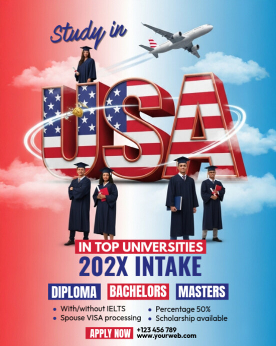 Study in USA Instagram Portrait template