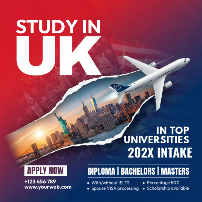 Study in USA Instagram Post template