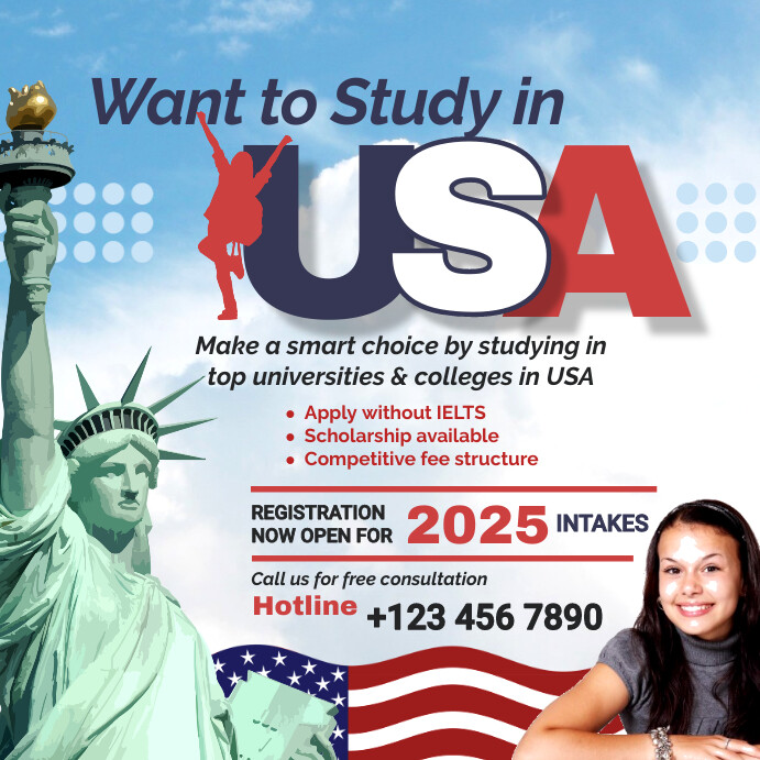 Plantilla de Study in USA Instagram Post | PosterMyWall