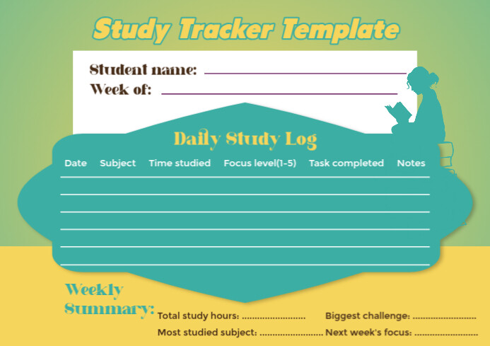 Study Tracker Template A4