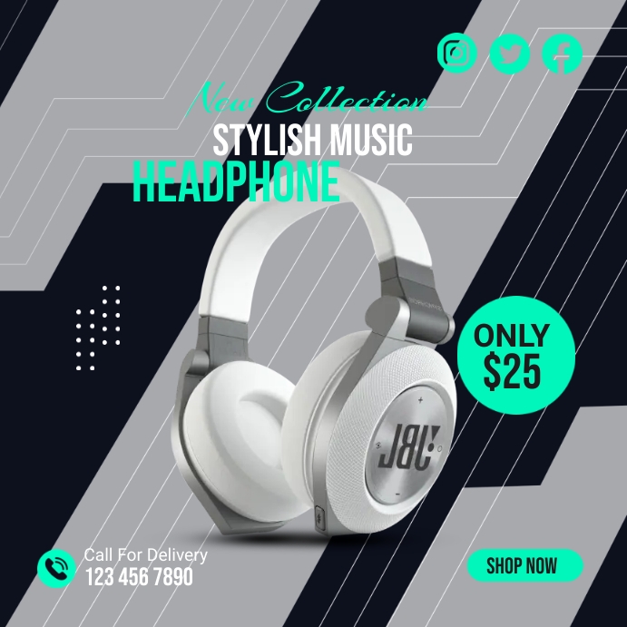 Stylish Headphone Instagram Plasing template