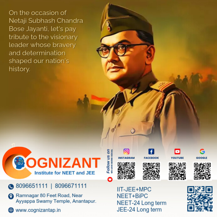 Subhash Chandra Bose Jayanti, Instagram Post template