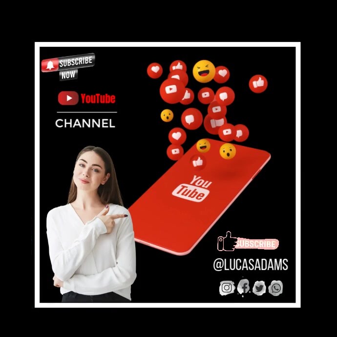 YouTube Channel Promo Post | Subscribe Call-to-Action Design Square (1:1) template
