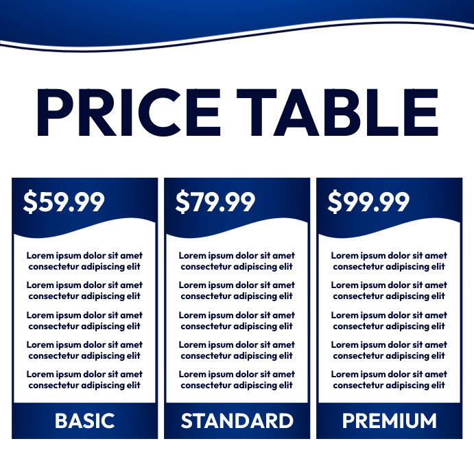 subscription pricing tables Template | PosterMyWall