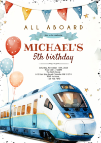 Hvid 5th Birthday Party A6 Template