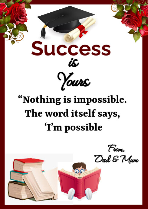 Plantilla de Success in exams wishes card - design | PosterMyWall