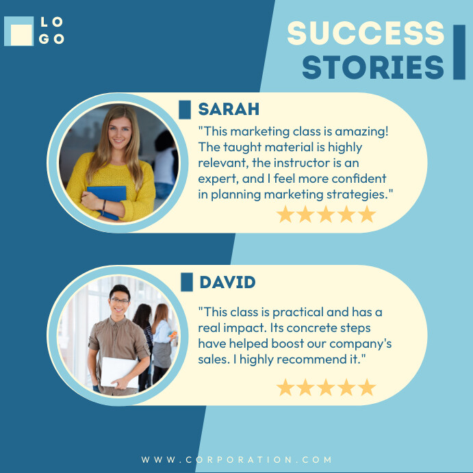 Success Stories Testimonials Instagram Post template