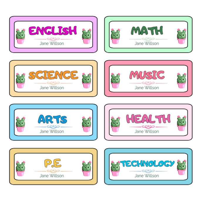 Succulent Style Subject Label Template | PosterMyWall