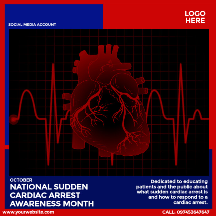 Sudden Cardiac Arrest Awareness Month Instagram Post template