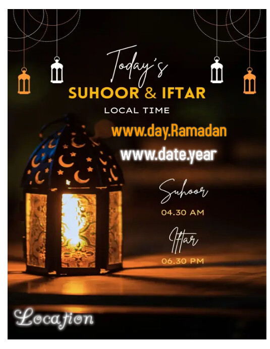 SUHOOR AND IFTAR  DESIGN Flyer (US Letter) template