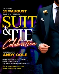 Suit and tie black night club dj music party event online poster maker flyer template design Instagram Portrait