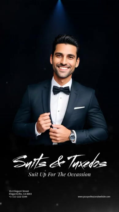 Men's Fashion Suits & Tuxedos Sale Instagram Story 9:16 Flyer Template ...
