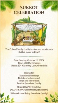 Sukkot Dinner Invitation Video Template Ролик Reels в Instagram