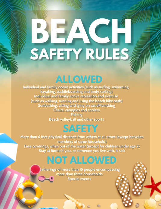 Summer, Beach rules Flyer (US Letter) template