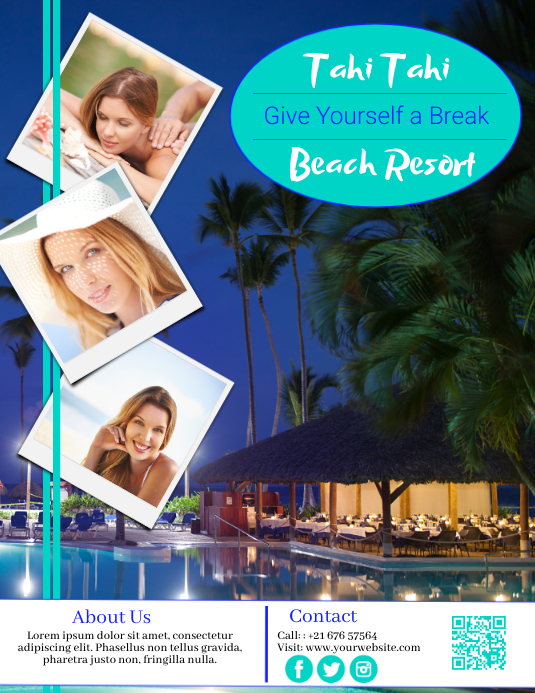 Summer, Resort Flyer (US Letter) template