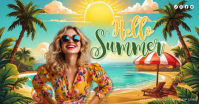 hello summer, summer vibes, event Facebook Shared Image template