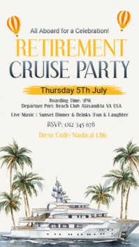 retirement cruise party, cruise party, summer party, retirement Instagram Story template