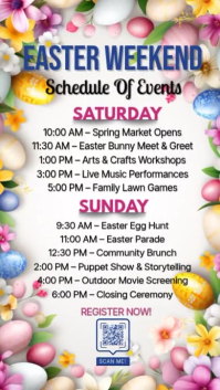 easter weekend,spring, event, easter schedule Instagram Story template