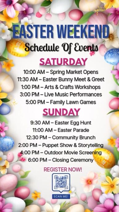 Easter Weekend Programme Design easter weekend,spring, event, easter schedule Template | PosterMyWall
