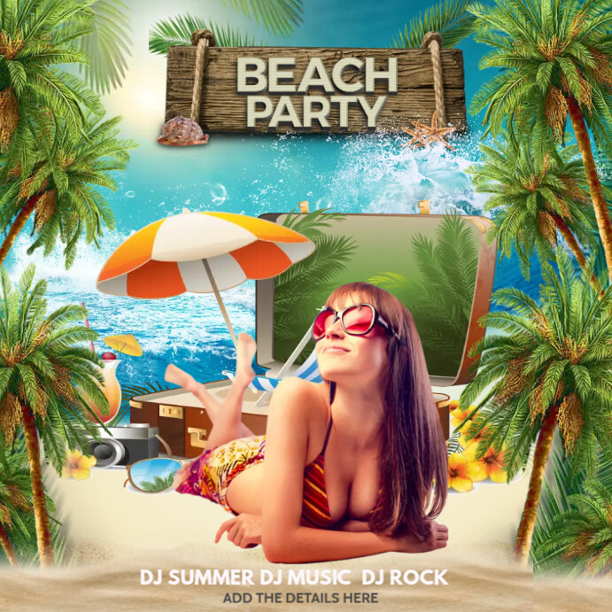 summer, Beach ,Holidays Kwadrat (1:1) template