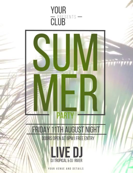 summer,spring,tropical ใบปลิว (US Letter) template
