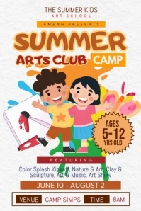 Summer Arts Club Camp Poster template