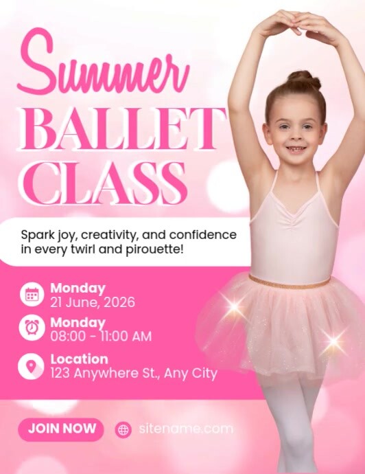 Summer Ballet Class Ads Pamflet (VSA Brief) template