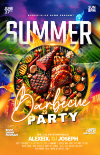 Summer barbecue party invitation Tabloid template