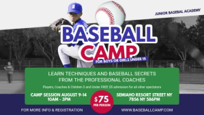 Summer Baseball Camp Advert Banner Digitalanzeige (16:9) template