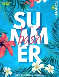 Summer bash,Pool party,Beach party Pamflet (Letter AS) template