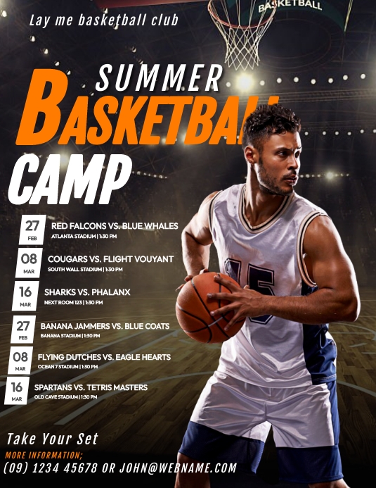 Summer Basketball Camp Volantino (US Letter) template