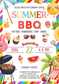 Summer BBQ Party Flyer Editable, Summer Bbq I A6 template