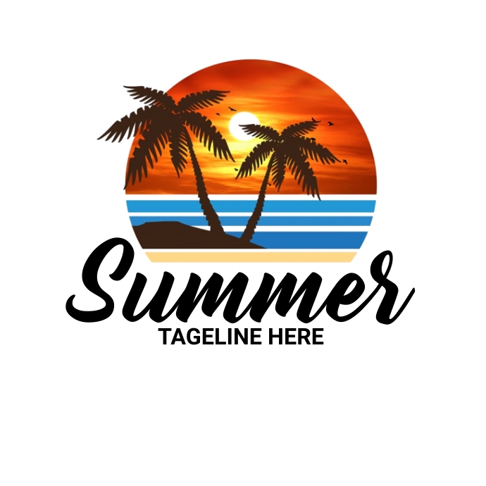 summer beach logo, beach vacation logo ,  tra template