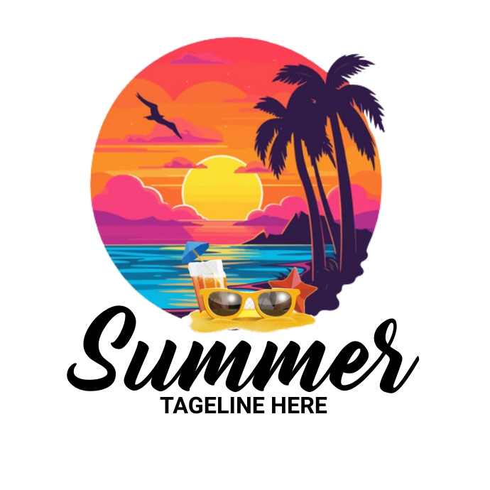 summer beach logo, beach vacation logo ,  tra template
