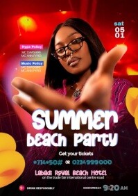 Summer Beach Party Ad Video A4 template