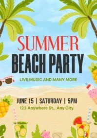 Summer Beach Party Ads A5 template