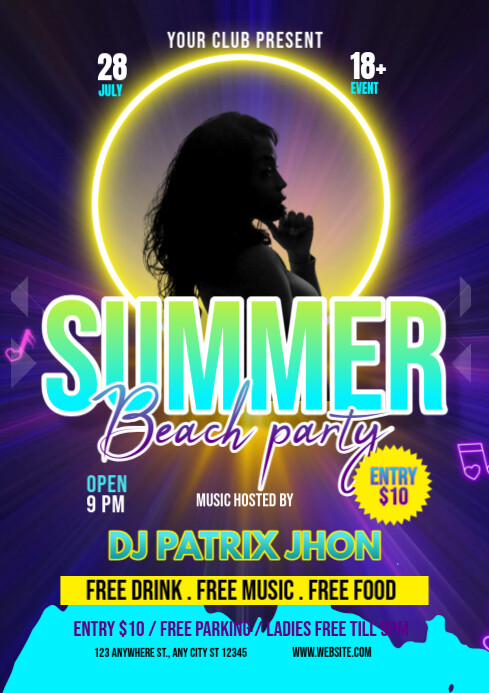 Summer beach party A4 template