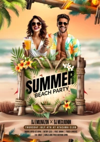 Summer beach party A4 template